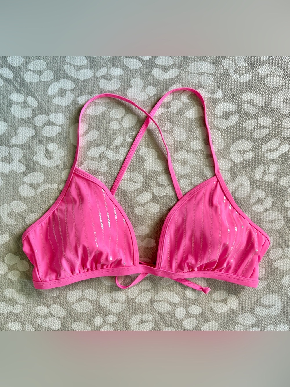 No boundaries size large hot pink sequin bikini top